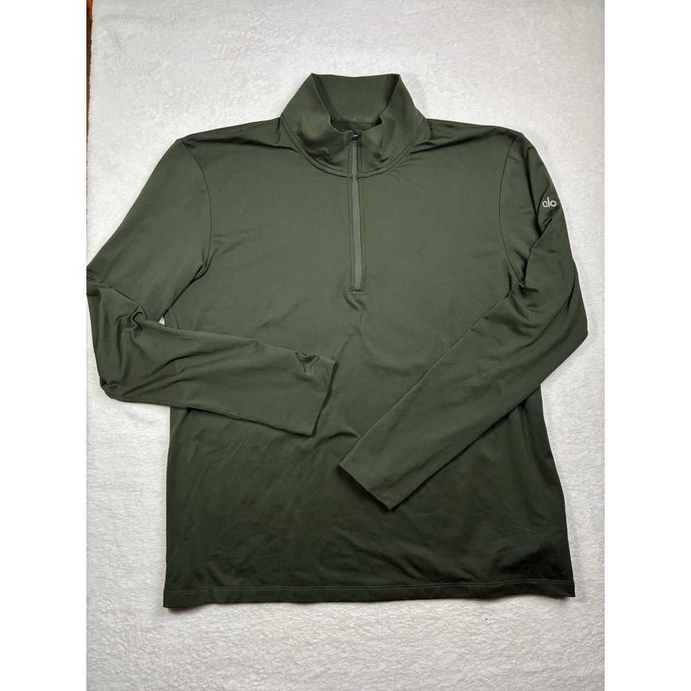 Alo Yoga Conquer 1/4 Zip Reform Pullover Top Forest Green Men's Size L